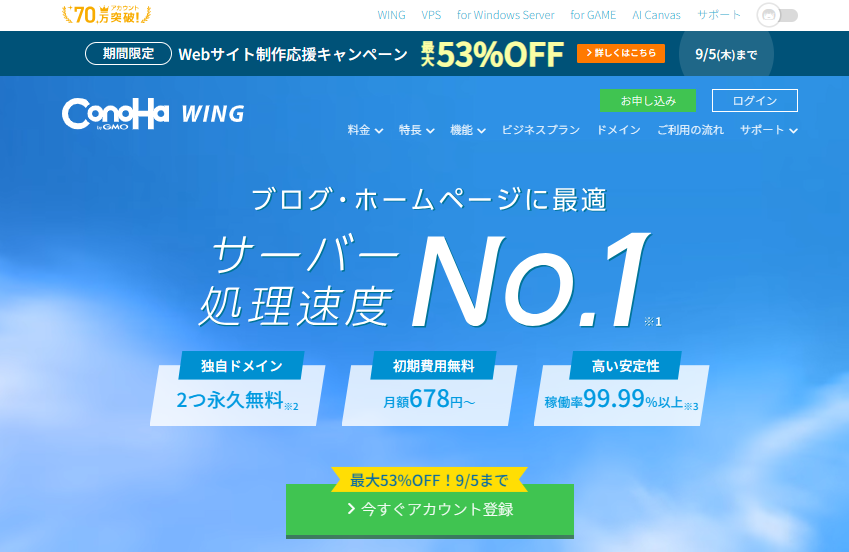 個人ブログにオススメのレンタルサーバーは「ConoHa WING」